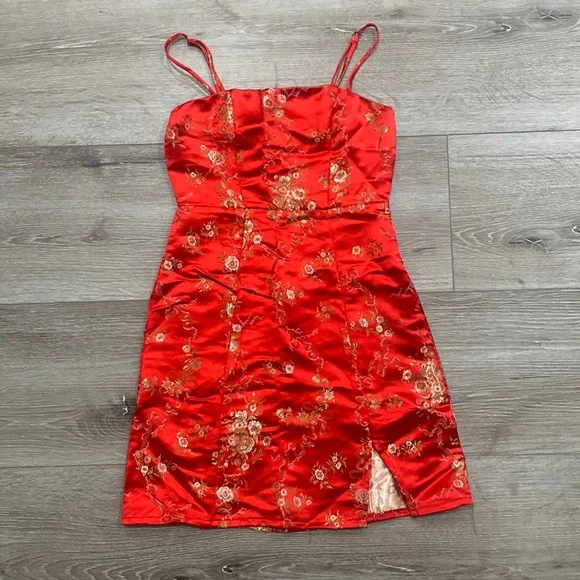 fitted lace wedding dress Cosie Mini Dress Red